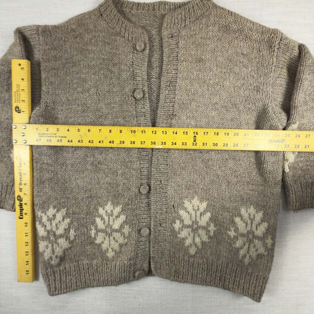 Vintage Hand-Knit Wool Snowflake Cardigan Sweater - Picture 6 of 8